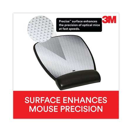 3M Precise Leatherette Mouse Pad w/Standard Wrist Rest, 6.75x8-3/5, Black MW309LE